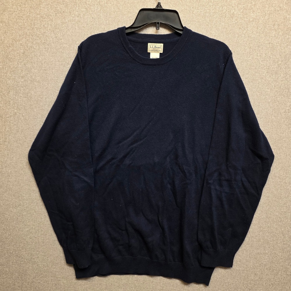 L.L.Bean Mens XL Tall Navy Cotton Cashmere Sweater Old Money Preppy 275549